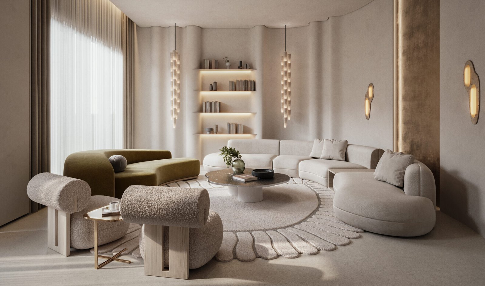 Main living area of Almasoud Residence, residential interior design in Kuwait.