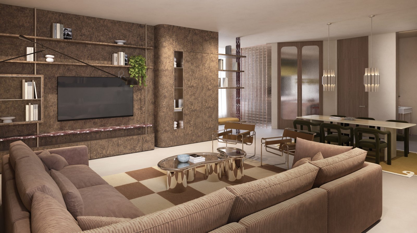 Layan Residence gf living 2 - residential interior design in Kuwait