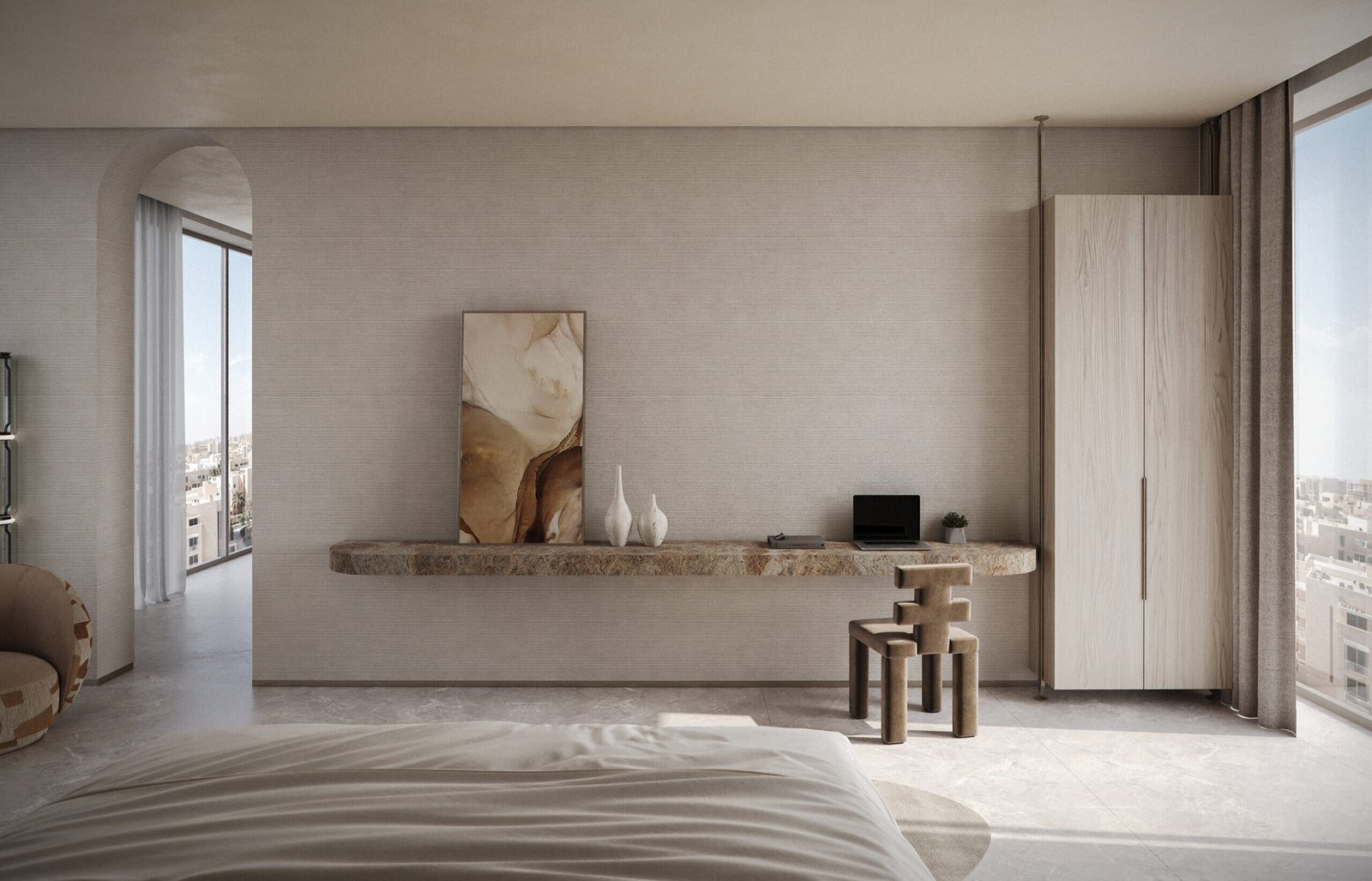 Sahra Residence first floor living room with soft textures and elegant furniture